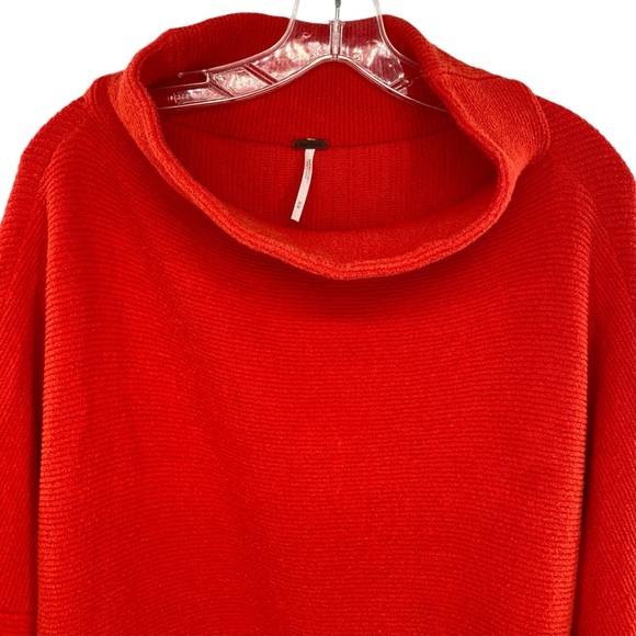 Free People Ottoman Tunic Red Ribbed Oversized Slouchy Knit Sweater - Picture 4 of 8